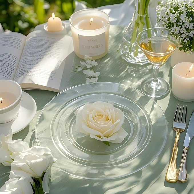 FLOWERCAT 60PCS Clear Plastic Plates - Image 7