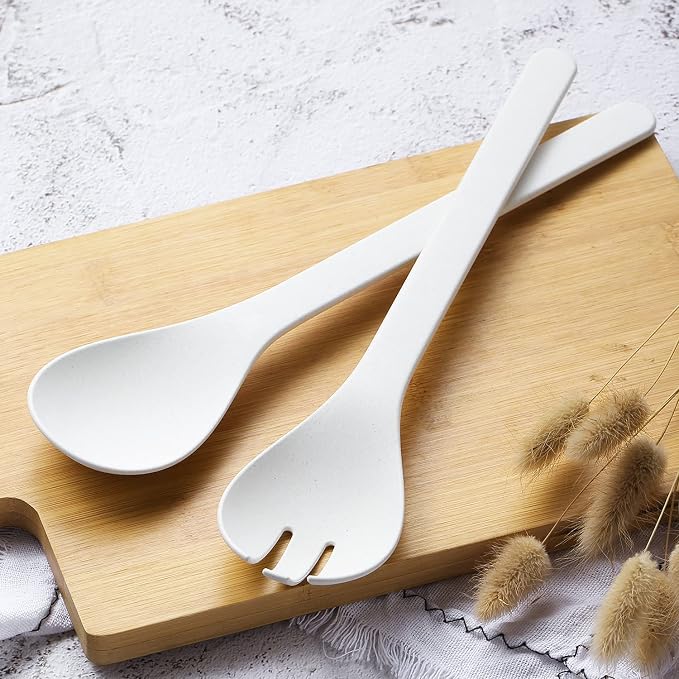 Plant Based Salad Servers Reusable Salad Fork and Spoon Set, Microwave and - Image 4