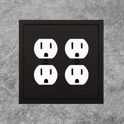 Henne Bery Modern Edge Decorative Wall Plate Switch Plate Outlet Cover, Durable Solid Zinc Alloy (Double Duplex, Matte Black)