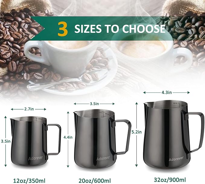 Milk Frothing Pitcher, 350ml Steaming Pitchers Stainless Steel Milk Coffee - Image 2