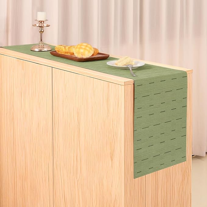 Table Runner 55 Inches Long, Vinyl Woven Heatproof Table Runners | Washable - Image 6