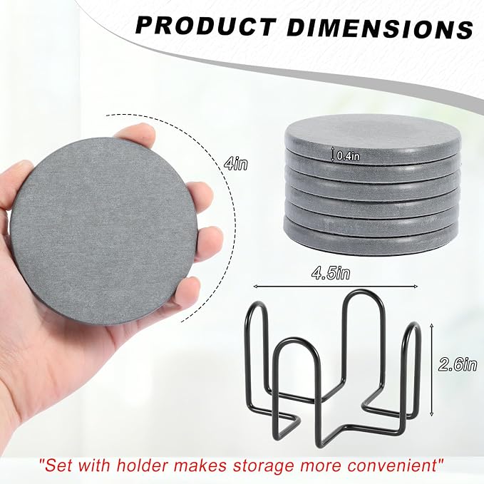 Azhou 6Pcs Absorbent Diatomaceous Earth Coasters Set - Image 4