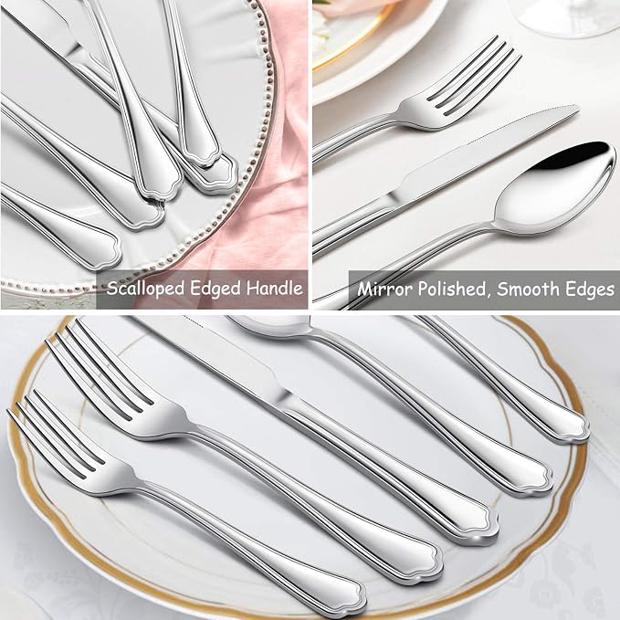 Dinner Forks Set of 6, E-far 7.9 Inch Stainless Steel Forks - Image 6