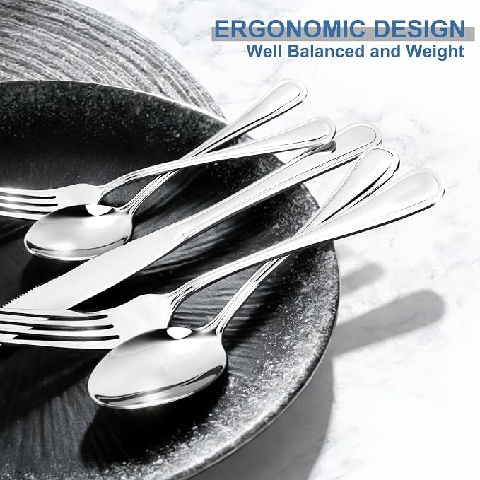 BEWOS 20 Piece Stainless Steel Silverware Set - Image 6