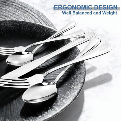 BEWOS 20 Piece Stainless Steel Silverware Set - Image 6