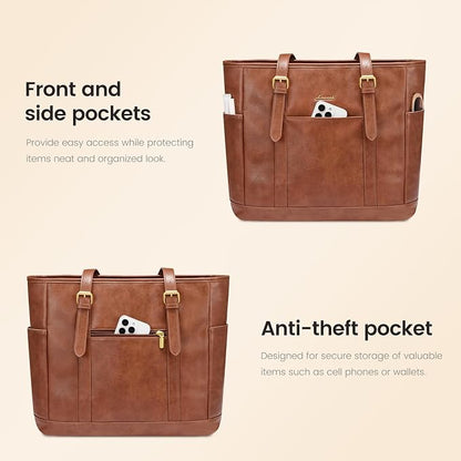 LOVEVOOK Laptop Tote Bag for Women, Leather Work Computer Briefcase Bag | Large - Image 5