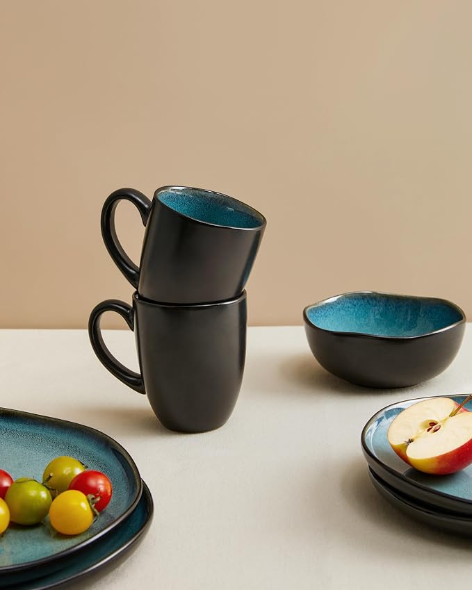 Pokini Coffee Mug 15 oz, Ceramic Coffee Mugs Set of 4, Reactive Glaze Mug - Image 3