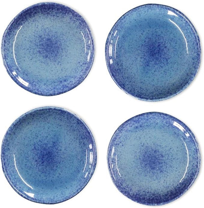roro 5 Inch Ceramic Handmade Canape Plates, Glossy Coral Blue, Set of 4