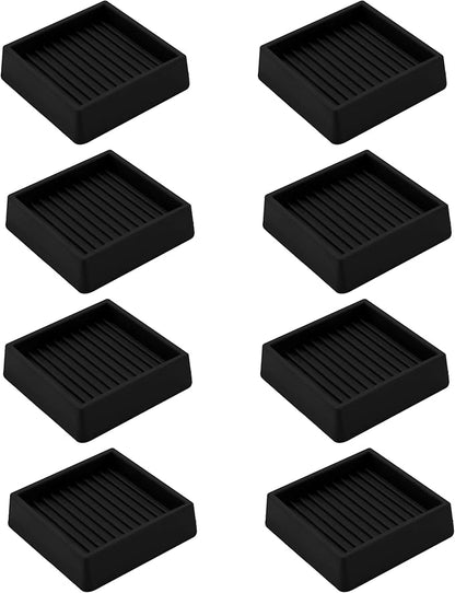 2X2 Rubber Caster Cups, Non Slip Furniture Pads, Anti-Slip Gripper, Anti Skid Furniture Feet, Anti Slide Floor Protector for Bed Couch Table Chair Stoppers - 8 Pack, Black