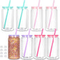 8 Pack Plastic Snow Globe Tumbler, 16 Oz Double Wall Plastic Can by Tswofia