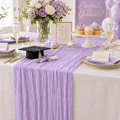 6 Pack Lilac Purple Cheesecloth Table Runner 22x120 Inch | 10Ft Rustic Boho - Image 3