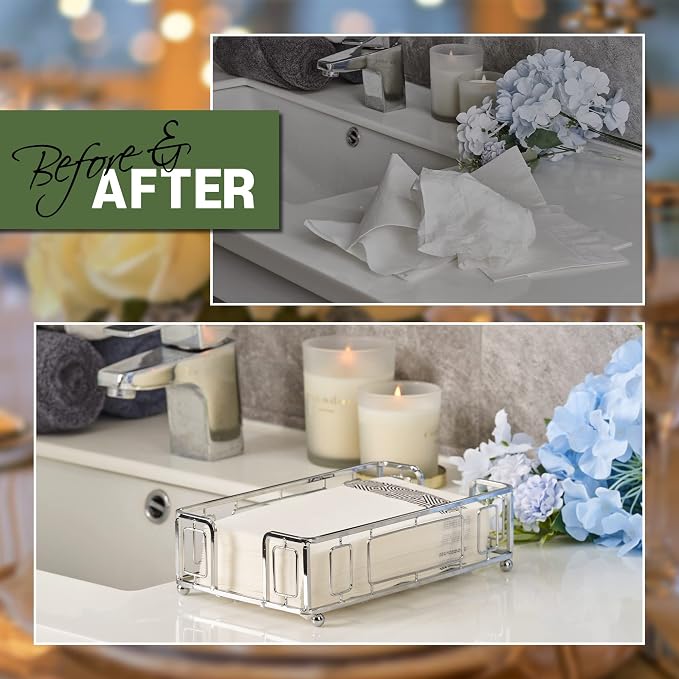 Guest Towel Holder Tray for Bathroom Countertop, Powder Room & Vanity Use - Image 8