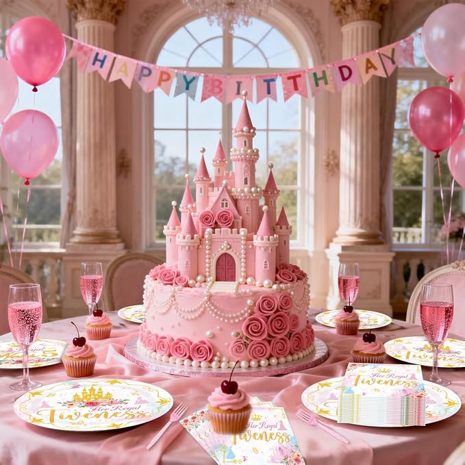 96Pcs Princess 5th Birthday Decorations Tableware Set Her Royal Fiveness - Image 5