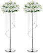 Nuptio 2 Pcs 35.4inch Tall Wedding Centerpieces Silver Vases Crystal Flower Vase Metal Flowers Stand for Party Tables Decorations - Elegant Bulk Weddings Decoration Table Chandelier Centerpiece stands