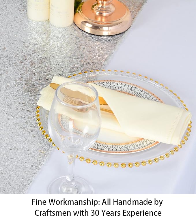 ShinyBeauty 12 by 108 in Wedding Silver Sequin Table Runner - Image 2
