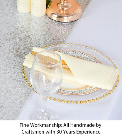 ShinyBeauty 12 by 108 in Wedding Silver Sequin Table Runner - Image 2