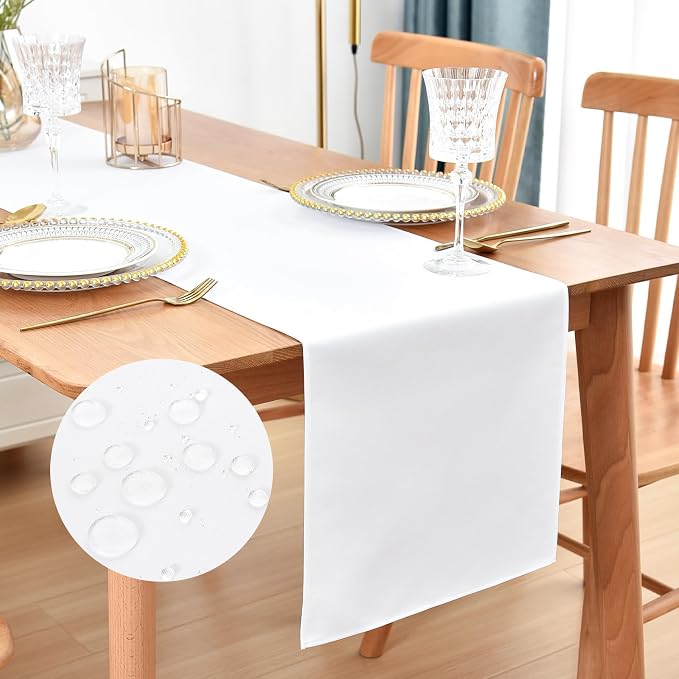 Faux Linen Table Runner Water Resistant 13 x 60 in, Coffee Table Runner by Nacuci