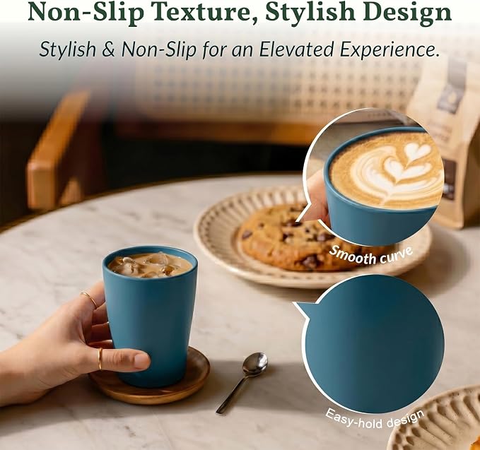Homienly Stackable Drinking Glasses Set Wheat Straw Shatterproof Cups | - Image 3