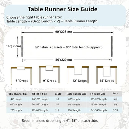Floral Table Runner with Tassel Edges, Cotton Blend Decorative Runner - Image 7