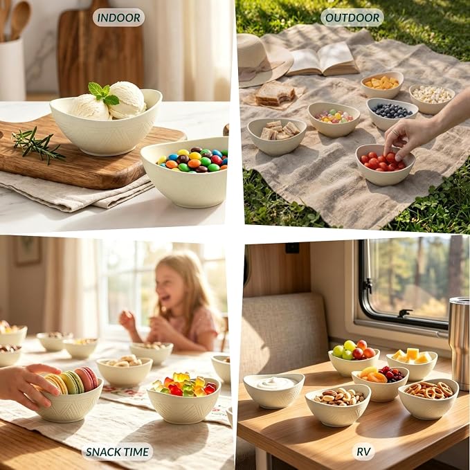 Wheat Straw Small Bowls Dessert Bowls Set of 6 Unbreakable Ice Cream Bowls - Image 8