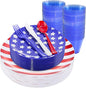 KIRE 150PCS 4th of July Plates & Red White Blue Disposable Plastic Silverware by KIRE