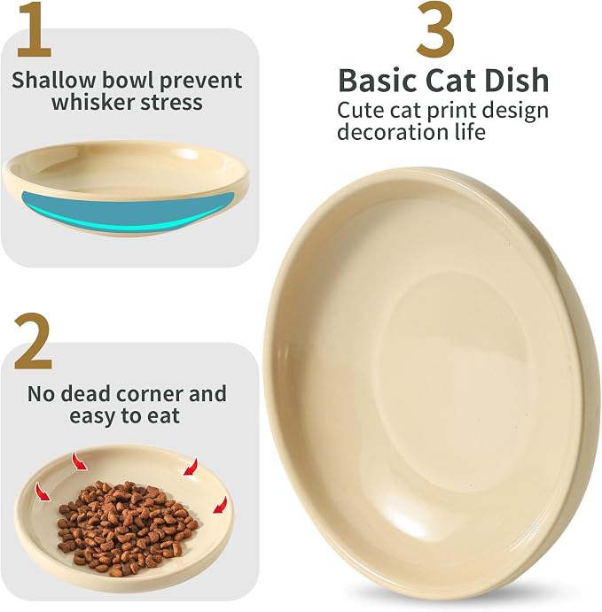 3 PCS Ceramic Cat Bowls, 5.5 in Pet Food Bowl Cat Dishes - Image 4