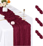 3 Pack Burgundy Cheesecloth Table Runner, 17 x 108 inch, Semi Sheer Boho Cheese by ACSUIT