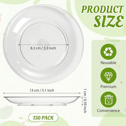 Zopeal 150 Pcs 5 Inch Plastic Dessert Plates Bulk Disposable Small Clear Appetizer Round Wedding Cake Plates Heavy Duty for Dinner Party BBQ Picnic Travel Event Birthday Supply