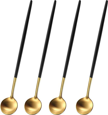 DEHOV 4 PCs 9 Inches Brush Gold Stainless Steel 304 Iced Tea Spoons by DEHOVKitchen