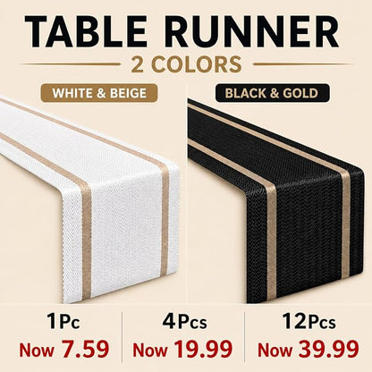 FAVE 12-Pack Woven Vinyl Table Runners, 120x12 Inch White - Image 5