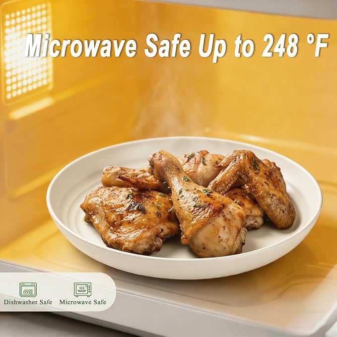 Wheat Straw Plates 10 Inch, Reusable Plastic Plates Set - Image 4