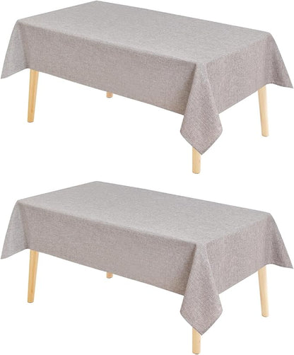 Hiasan 2 Pack Faux Linen Rectangle Tablecloth - Wrinkle and Stain Resistant Washable Table Cloth for Kitchen Dining Room Holiday Table Cover for Dinner, Stone, 70 x 120 Inch
