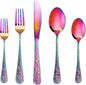Runfly Vintage Carved Rainbow Stainless Steel 20-Piece Flatware Set | by Runfly
