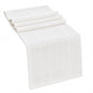 White Table Runner, Linen-Look Fabric, Subtle Check Pattern, Dining & Coffee by Raedan