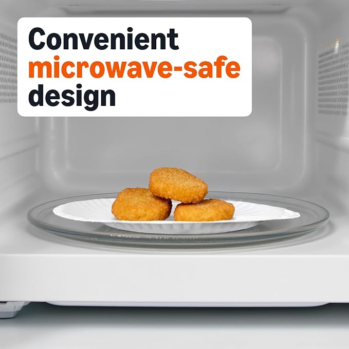 Amazon Basics 9" Uncoated White Paper Plates, Microwave Safe - Image 2