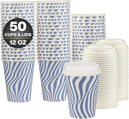Disposable Coffee Cups with Lids, To Go Paper Hot Cups, Cocoa - Image 2