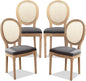 SoarFlash French Dining Chairs Set of 4, Vantage Dining Chair with Round Back, Farmhouse Country Rattan Dining Chair for Kitchen,Bedroom,Deep Grey