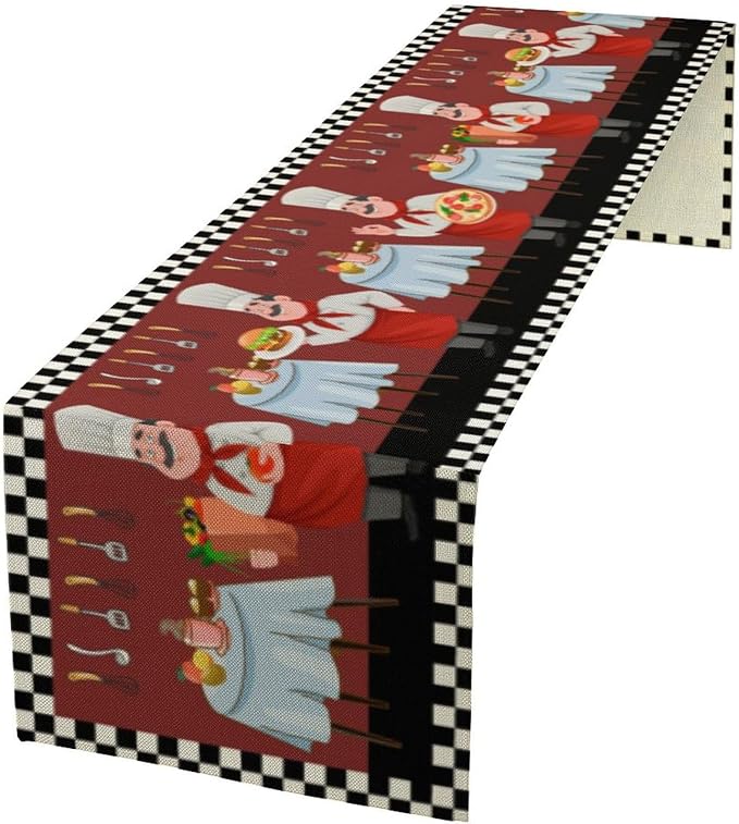 Chef Table Runner, Farmhouse Burlap Table Runners by Yearn+Jear