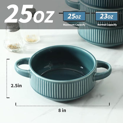 Soup Bowls with Handles, 23 oz French Onion Soup Crocks, Stackable Soup Bowl - Image 2