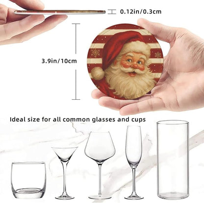Red Christmas Santa Claus Striped Coasters - Image 3
