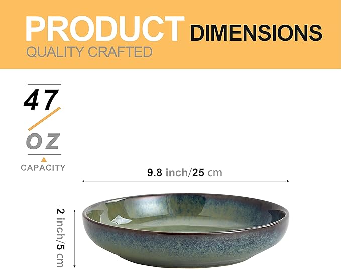 Transmutation Glaze Serving Pasta Bowl, 10 inch Ceramic Wide Salad Bowls - Image 2