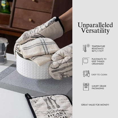 Placemats Set of 6 - Easy Clean Woven Vinyl Placemats for Dining Table, Indoor/Outdoor Place Mats, Washable PVC Table Mats （Silver Cube）