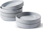 famiware Star 8.25" Pasta Bowls Set of 6, Bowl Plates, Light Gray | Microwave & by Famiware