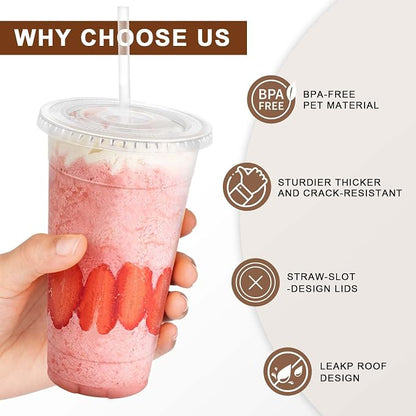 Clawsoff 100 Pack 24 oz Disposable Clear Plastic Cups - Image 3