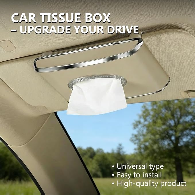 Faux Leather Car Tissue Box for Car Interior, Armrest & Back Seat Napkin - Image 2
