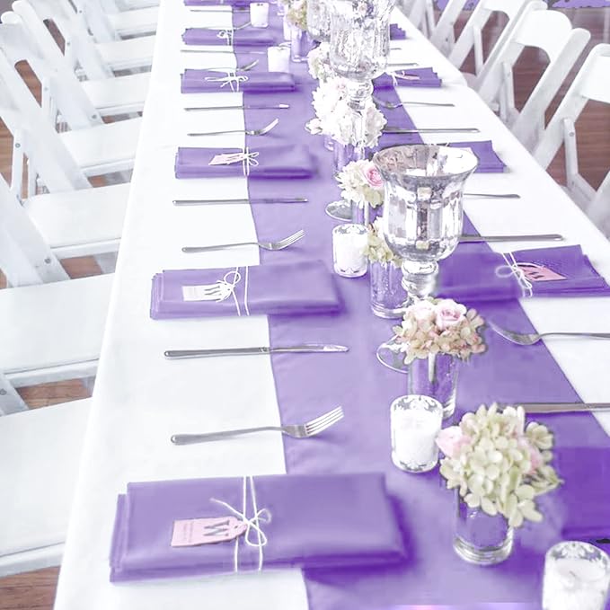 10-Pack Lavender 12 x 108 inches Long Premium Satin Table Runner | Wedding - Image 7