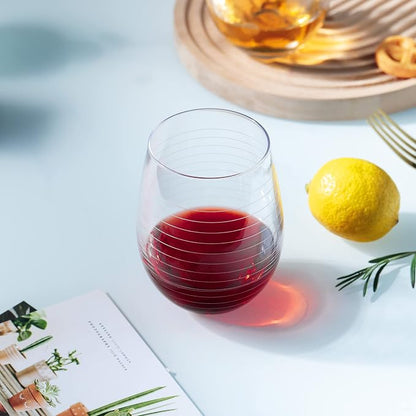 Joeyan Hand Blown Etched Stemless Wine Glasses - Image 5