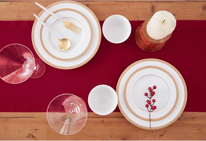 Solino Home Cotton Linen Table Runner Red, Hemstitch Collection 14 x 90 in | - Image 3