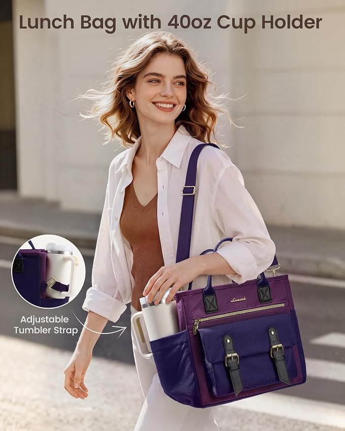 LOVEVOOK Insulated Lunch Bag Women, Leakproof Cooler Bag Work Lunch Tote | - Image 3