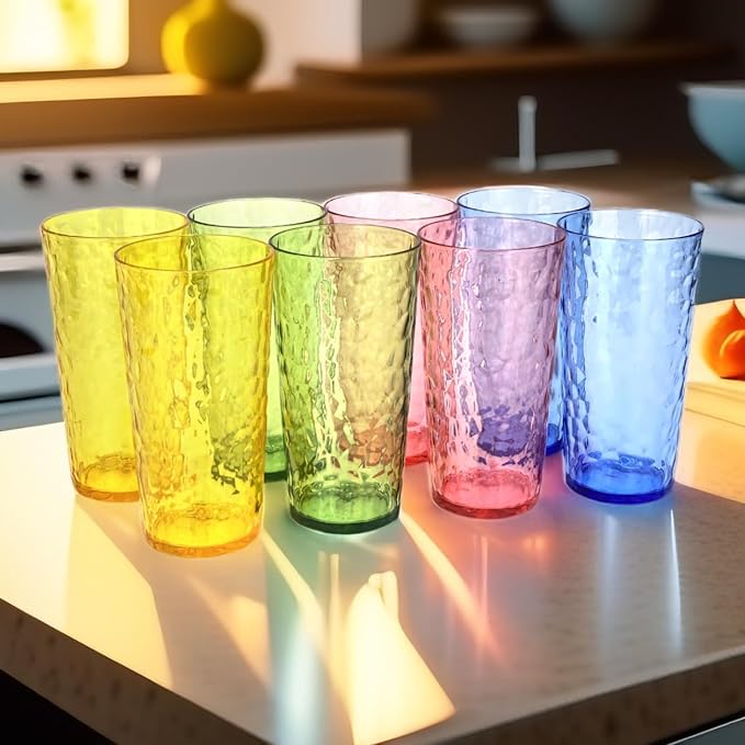 Yalin 24-Ounce Plastic Tumbler Acrylic Drinking Glasses, Reusable Plastic Cups - Image 5